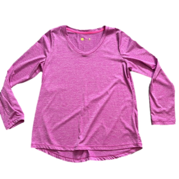 Pinky Purple marl Workout long sleeved shirt Large V-Neck - Picture 12 of 12